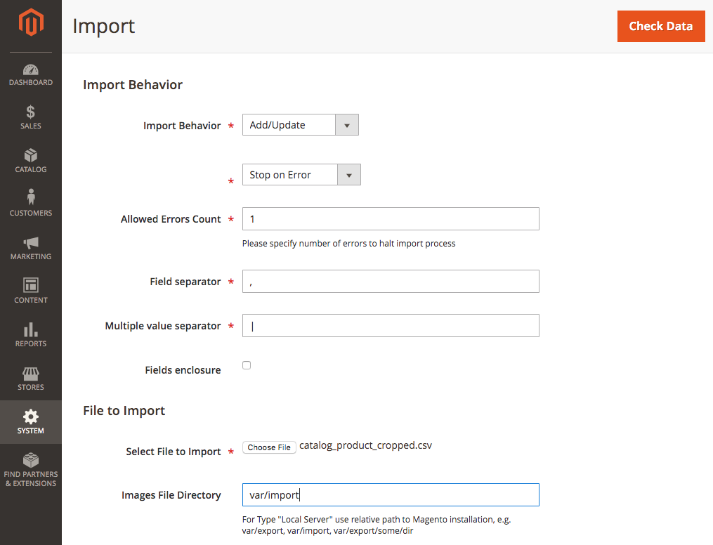 Export Entity Type Selector